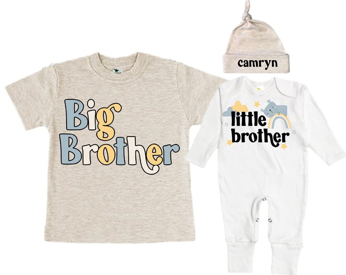 Big Brother/Little Brother Matching Sibling Set. Baby Shower Gift. Take Home Outfit. Matching Sibling Set