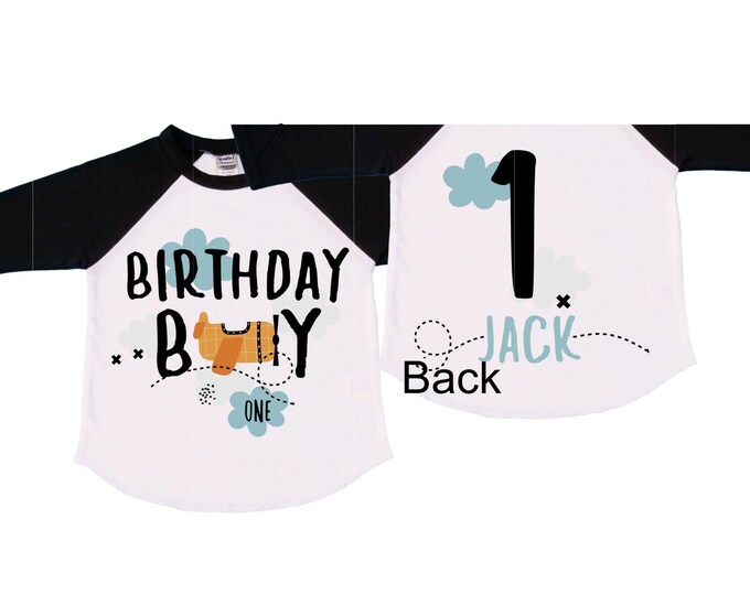Personalized Airplane theme Birthday Shirt. ONE Birthday. Boy's Car Birthday Shirt. Airplane Racing Birthday Shirt.