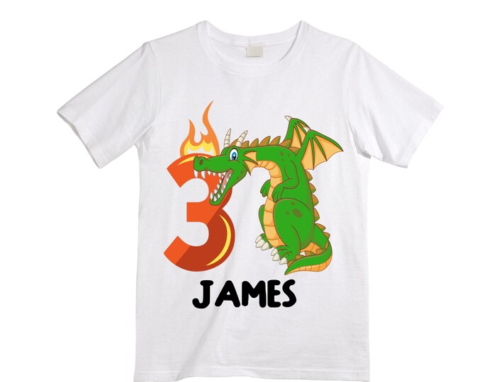 Personalized Dragon Themed Birthday Third Birthday Shirt. Dragon Birthday Shirt. Dragon Cake Smash Shirt