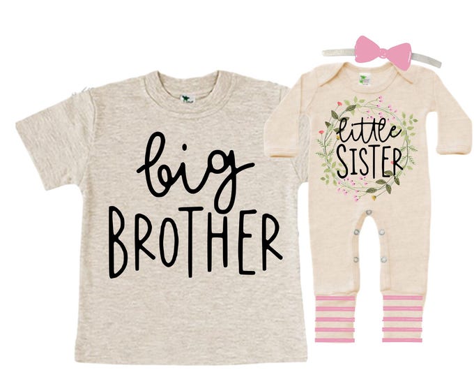 Big Brother/Little Sister Matching Sibling Set. Baby Shower Gift. Take Home Outfit. Matching Sibling Set