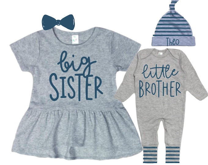 Big Sister SHIRT /Little Brother Matching Sibling Set. Baby Shower Gift. Take Home Outfit. Matching Sibling Set