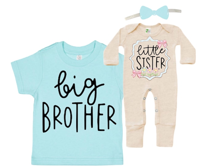 Big Brother/Little Sister Matching Sibling Set. Baby Shower Gift. Take Home Outfit. Matching Sibling Set