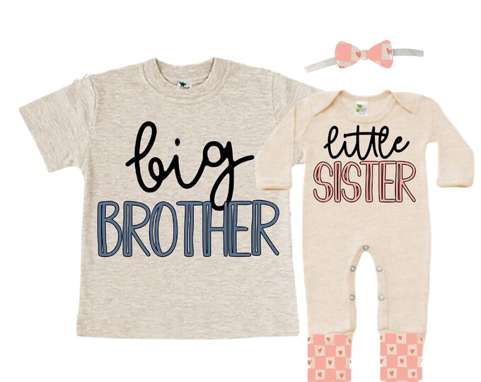 Big Brother/Little Sister Matching Sibling Set. Baby Shower Gift. Take Home Outfit. Matching Sibling Set