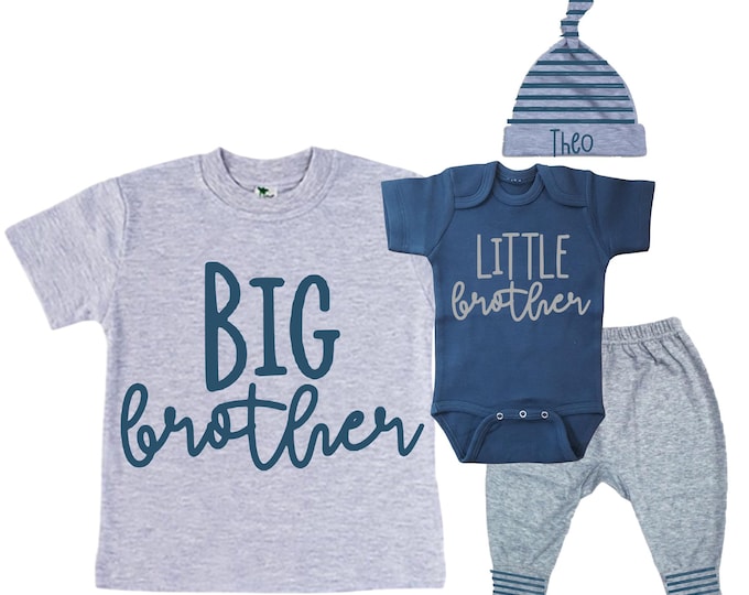 Big Brother/Little Brother Matching Sibling Set. Baby Shower Gift. Take Home Outfit. Matching Sibling Set