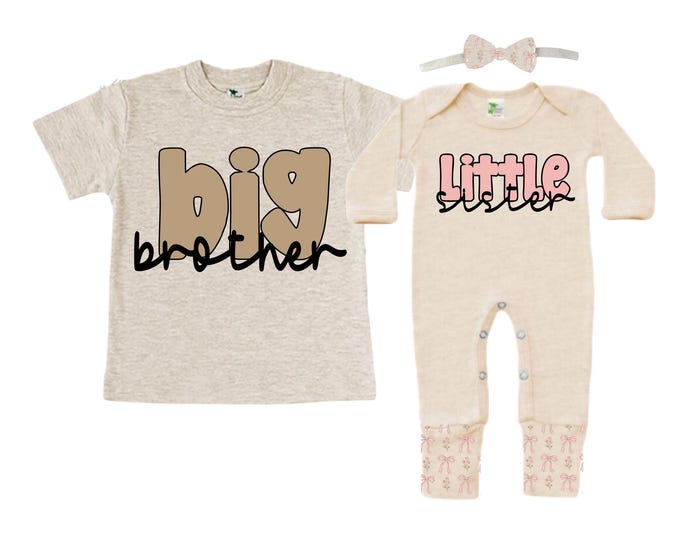 Big Brother/Little Sister Matching Sibling Set. Baby Shower Gift. Take Home Outfit. Matching Sibling Set