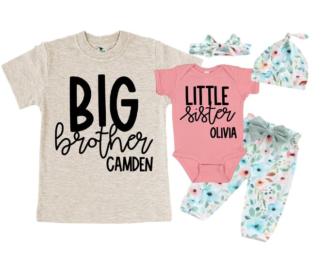 Big Brother/Little Sister Matching Sibling Set. Baby Shower Gift. Take Home Outfit. Matching Sibling Set