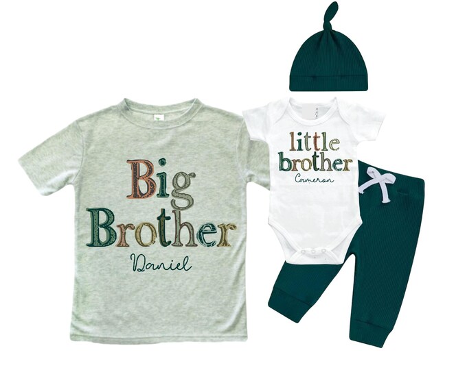 Big Brother/Little Brother Matching Sibling Set. Baby Shower Gift. Take Home Outfit. Matching Sibling Set
