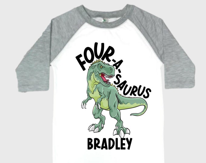 Personalized Dinosaur theme Birthday Shirt. Three Birthday. Boy's Dino Birthday Shirt. Dinosaur Birthday Shirt. THREE Rex