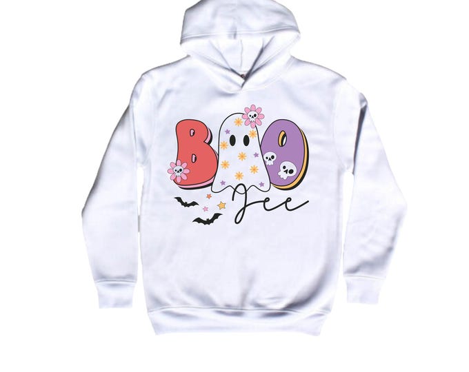 Women's Unisex Cute Halloween Fleece Hoodie. Boo. Boo jee. Halloween. Mom Halloween. Ghost Sweatshirt. Cute Halloween. Pink Halloween