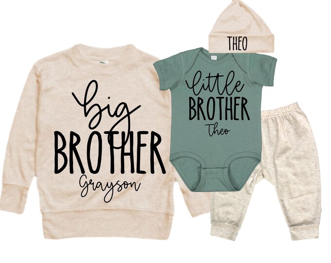 Big Brother/Little Brother Matching Sibling Set. Baby Shower Gift. Take Home Outfit. Matching Sibling Set