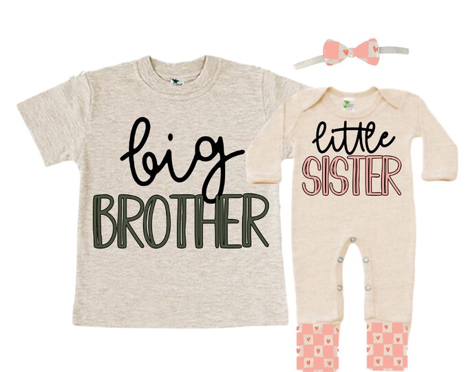 Big Brother/Little Sister Matching Sibling Set. Baby Shower Gift. Take Home Outfit. Matching Sibling Set