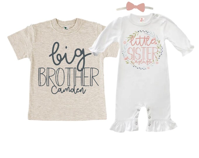 Big Brother/Little Sister Matching Sibling Set. Baby Shower Gift. Take Home Outfit. Matching Sibling Set