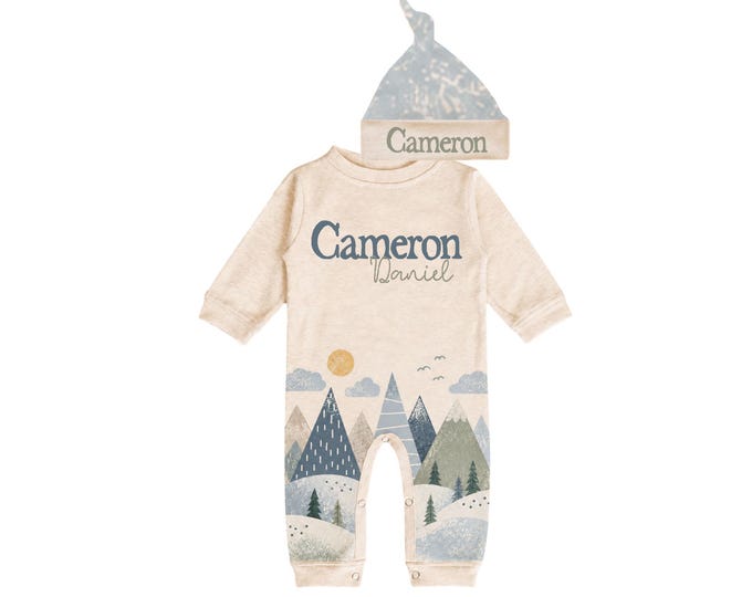 Personalized Name Baby Outfit. Baby Shower Gift. New Born Bring Home Outfit.