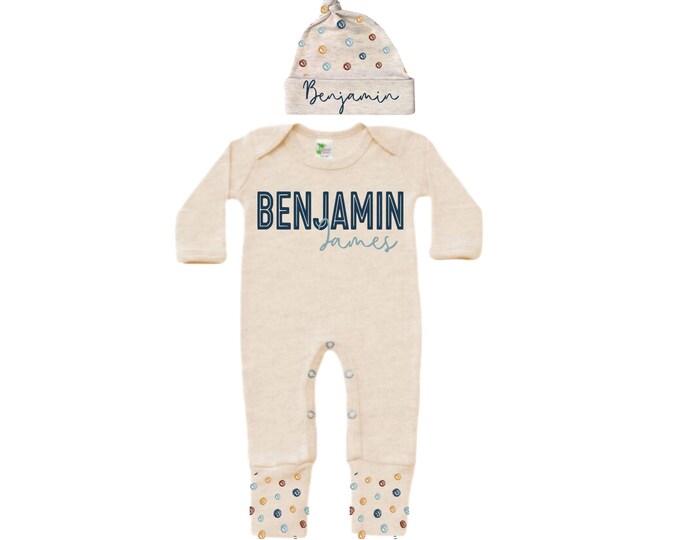 Personalized Name Baby Outfit. Baby Shower Gift. New Born Bring Home Outfit.