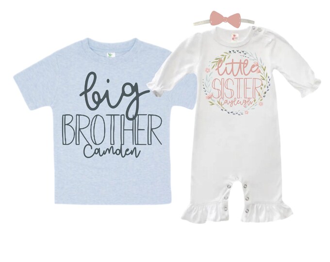 Big Brother/Little Sister Matching Sibling Set. Baby Shower Gift. Take Home Outfit. Matching Sibling Set