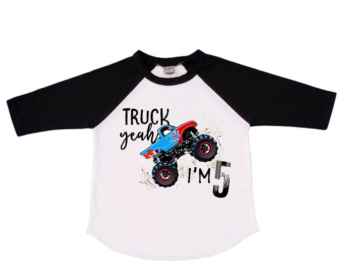Truck Yeah I'm 5 - Monster Truck FIVE Monster Truck theme Birthday Shirt. Two Birthday. Boy's Racing Birthday . Monster Truck Birthday .