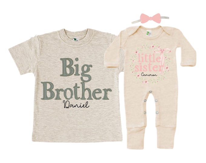 Big Brother/Little Sister Matching Sibling Set. Baby Shower Gift. Take Home Outfit. Matching Sibling Set