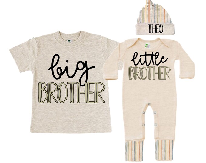 Big Brother/Little Brother Matching Sibling Set. Baby Shower Gift. Take Home Outfit. Matching Sibling Set