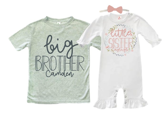 Big Brother/Little Sister Matching Sibling Set. Baby Shower Gift. Take Home Outfit. Matching Sibling Set