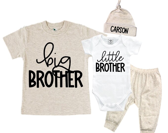 Big Brother/Little Brother Matching Sibling Set. Baby Shower Gift. Take Home Outfit. Matching Sibling Set