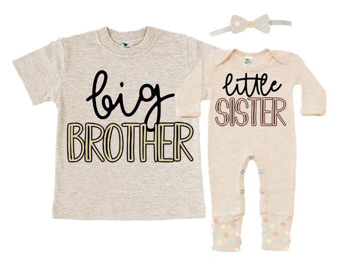Big Brother/Little Sister Matching Sibling Set. Baby Shower Gift. Take Home Outfit. Matching Sibling Set