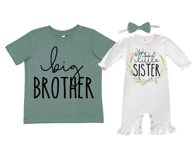 Big Brother/Little Sister Matching Sibling Set. Baby Shower Gift. Take Home Outfit. Matching Sibling Set