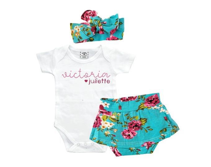 SET Personalized Name Baby Outfit. Baby Shower Gift. New Born Bring Home Outfit.