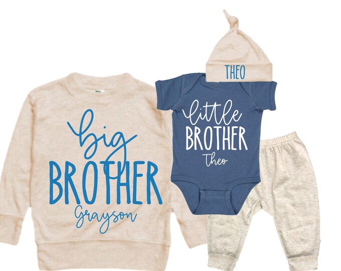 Big Brother/Little Brother Matching Sibling Set. Baby Shower Gift. Take Home Outfit. Matching Sibling Set