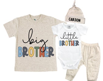 Big Brother/Little Brother Matching Sibling Set. Baby Shower Gift. Take Home Outfit. Matching Sibling Set