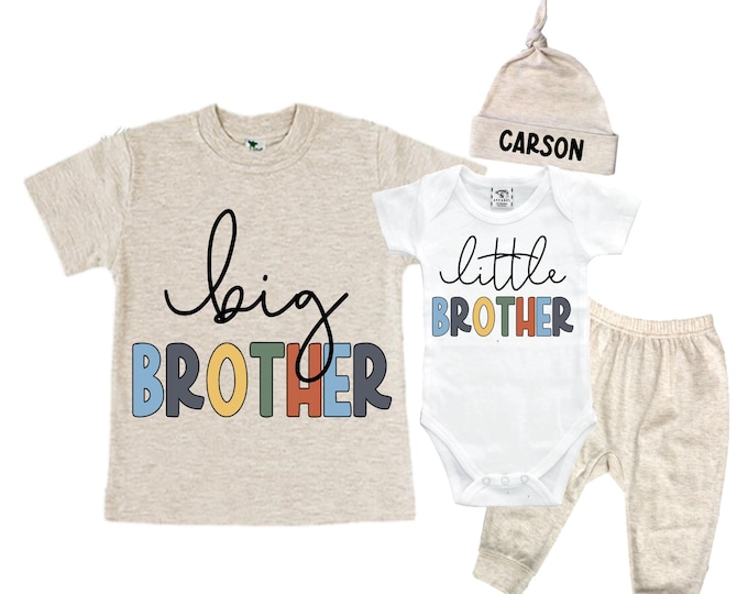 Big Brother/Little Brother Matching Sibling Set. Baby Shower Gift. Take Home Outfit. Matching Sibling Set