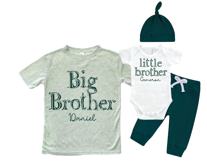 Big Brother/Little Brother Matching Sibling Set. Baby Shower Gift. Take Home Outfit. Matching Sibling Set