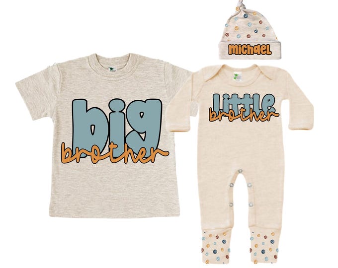 Big Brother/Little Brother Matching Sibling Set. Baby Shower Gift. Take Home Outfit. Matching Sibling Set
