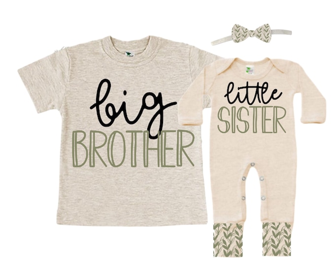 Big Brother/Little Sister Matching Sibling Set. Baby Shower Gift. Take Home Outfit. Matching Sibling Set