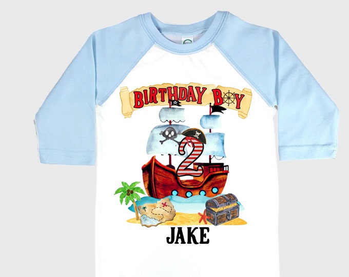 Personalized Pirate Ship theme Birthday Shirt. Two Birthday. Boy's Pirate Birthday. Shiver Me Timbers. Ahoy Matey. Arr. Arragh Shirt. Pirate