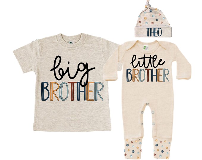 Big Brother/Little Brother Matching Sibling Set. Baby Shower Gift. Take Home Outfit. Matching Sibling Set