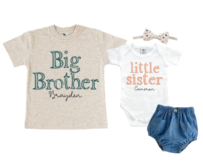 Big Brother/Little Sister Matching Sibling Set. Baby Shower Gift. Take Home Outfit. Matching Sibling Set