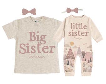 SET Big Sister Little Sister Matching Sister Set. Pregnancy Announcement. Baby Shower Gift.
