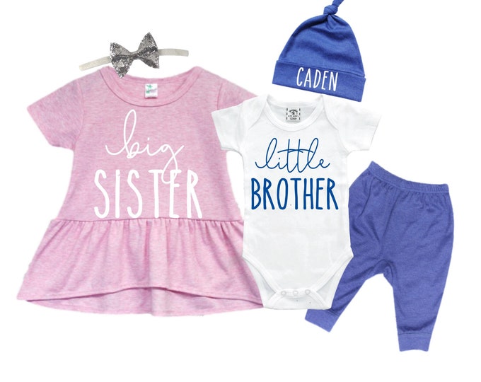 Big Sister SHIRT /Little Brother Matching Sibling Set. Baby Shower Gift. Take Home Outfit. Matching Sibling Set