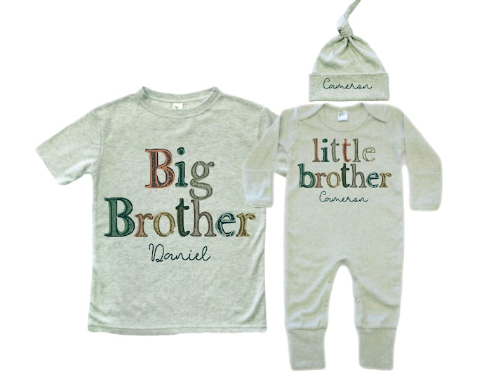 Big Brother/Little Brother Matching Sibling Set. Baby Shower Gift. Take Home Outfit. Matching Sibling Set