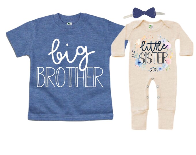 Big Brother/Little Sister Matching Sibling Set. Baby Shower Gift. Take Home Outfit. Matching Sibling Set