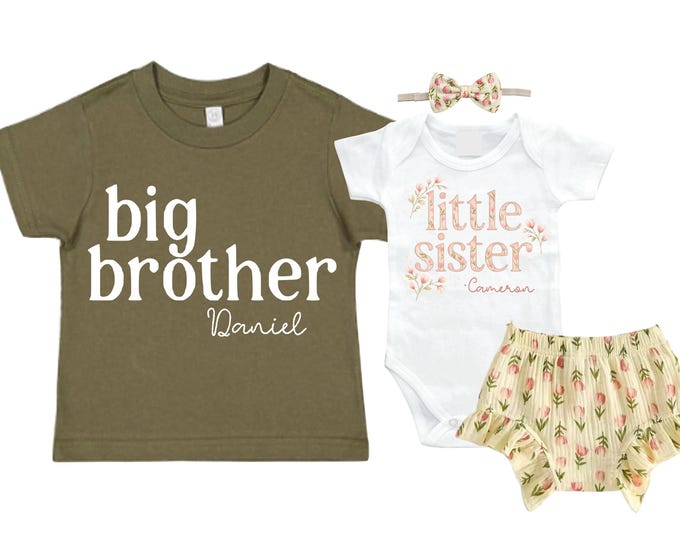 Big Brother/Little Sister Matching Sibling Set. Baby Shower Gift. Take Home Outfit. Matching Sibling Set