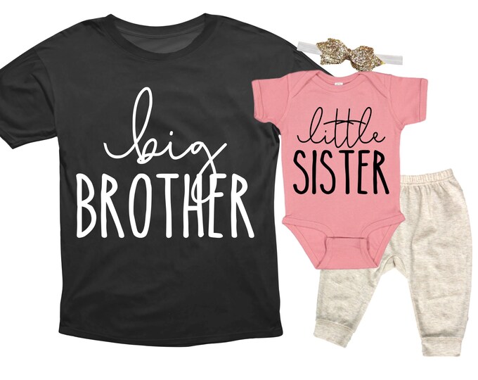 Big Brother/Little Sister Matching Sibling Set. Baby Shower Gift. Take Home Outfit. Matching Sibling Set