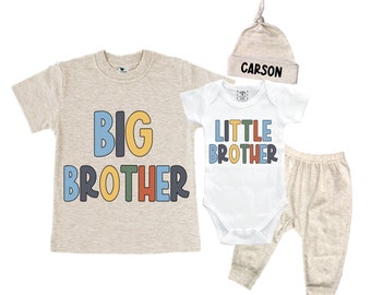Big Brother/Little Brother Matching Sibling Set. Baby Shower Gift. Take Home Outfit. Matching Sibling Set