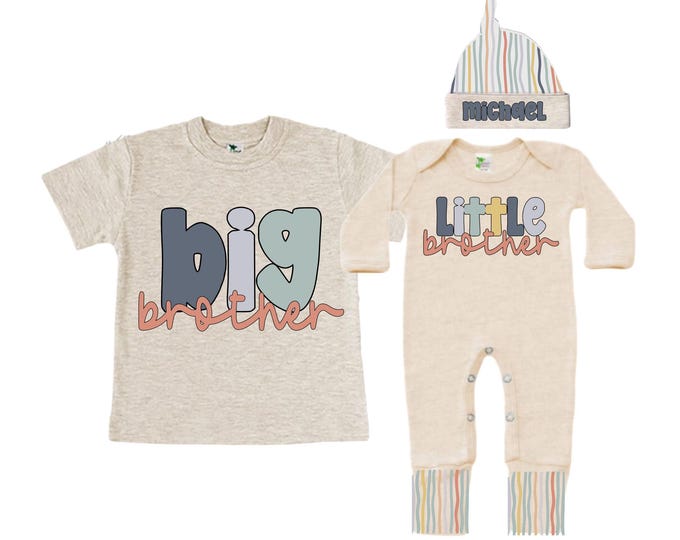 Big Brother/Little Brother Matching Sibling Set. Baby Shower Gift. Take Home Outfit. Matching Sibling Set