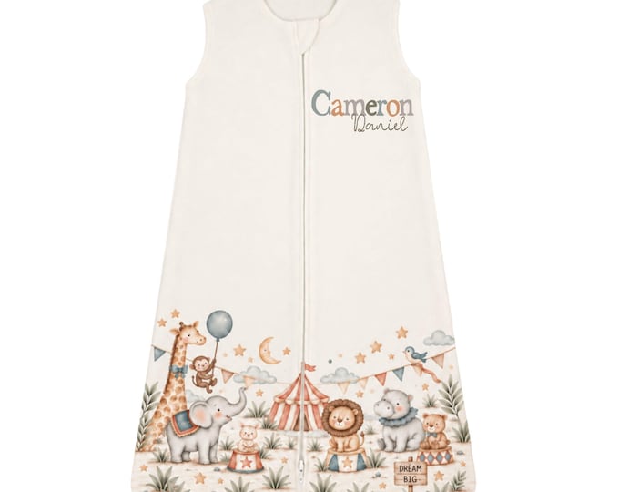 Personalized Baby Sleep Sack. Newborn Coming Home Outfit. Baby Sleep Sack. Safari Themed