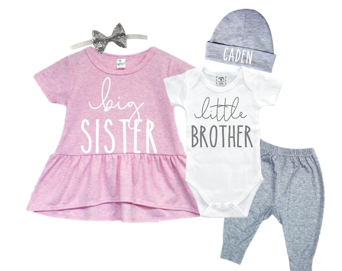 Big Sister SHIRT /Little Brother Matching Sibling Set. Baby Shower Gift. Take Home Outfit. Matching Sibling Set