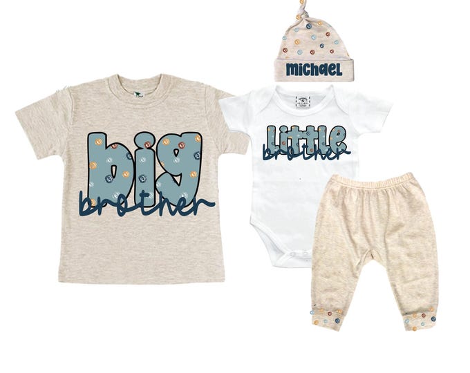 Big Brother/Little Brother Matching Sibling Set. Baby Shower Gift. Take Home Outfit. Matching Sibling Set
