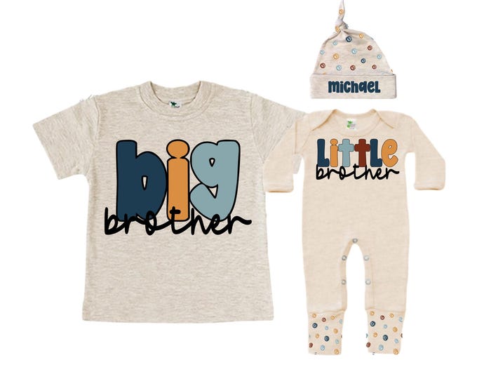 Big Brother/Little Brother Matching Sibling Set. Baby Shower Gift. Take Home Outfit. Matching Sibling Set