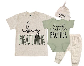 Big Brother/Little Brother Matching Sibling Set. Baby Shower Gift. Take Home Outfit. Matching Sibling Set