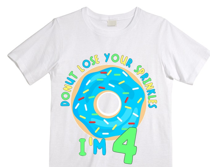 Donut Birthday Donut Donut Lose Your Sprinkles FOUR Birthday Boy Shirt. Cake Smash Birthday Shirt. 4th Donut Birthday. Birthday Shirt